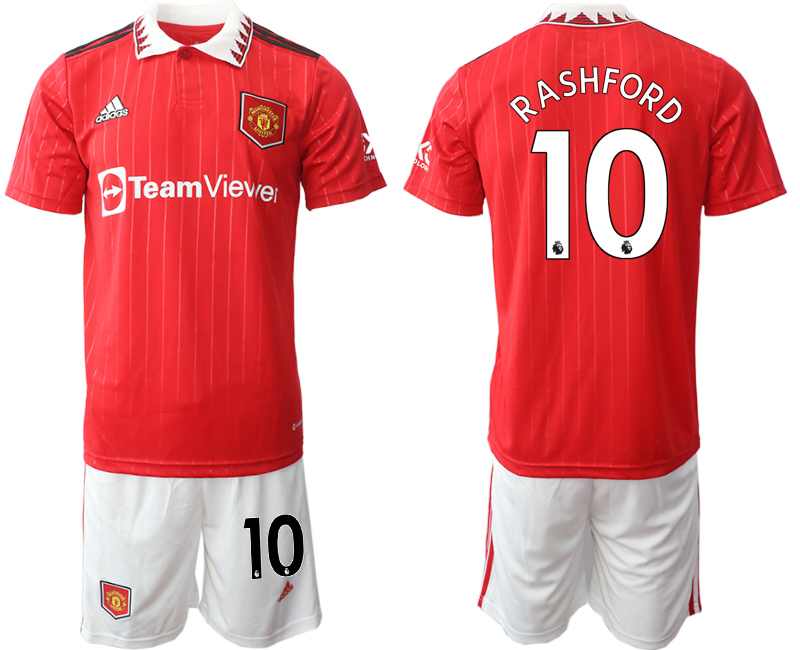 Men 2022-2023 Club Manchester United home Red #10 Adidas Soccer Jerseys